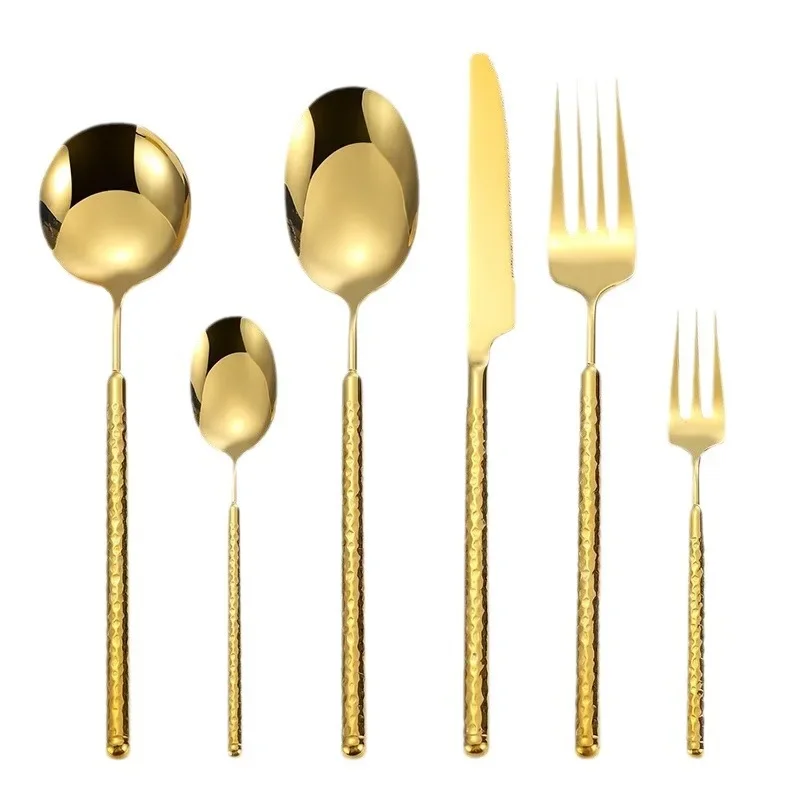6pcs-luxury-tableware-set-304-stainless-steel-creativity-stone-grain-knife-fork-spoon-cutlery-set-dinnerware-set-dishwasher-safe