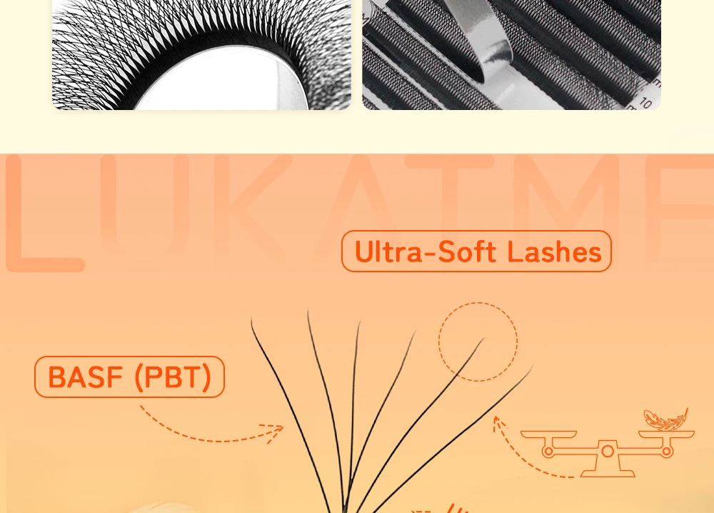 LUKATME U-Form 6D Kleeblatt Wimpernverlängerungen, vorgefertigte Fächer, schwarze C/D-Curl, weiche, flauschige, dimensionale Wimpern 8-15mm für den Salon – Detail 5
