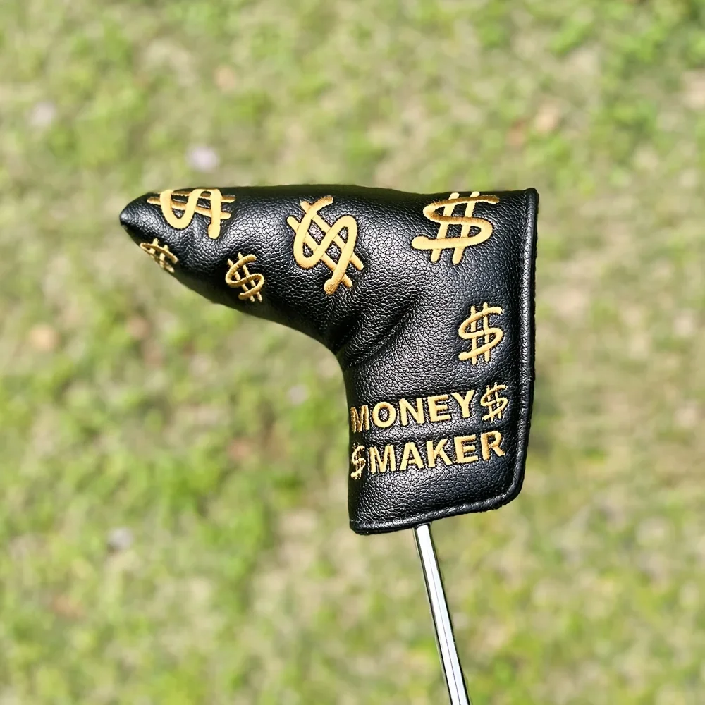 1pc Fashionable Embroidered Golf Putter Cover, Golf Club Head Covers With Dollar Design