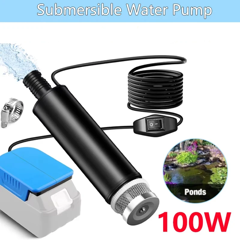 Electric Submersible Water Pump for Dewalt/Makita/Milwaukee 18V 20V Battery 100W Battery Powered Water Transfer Pump for Garden