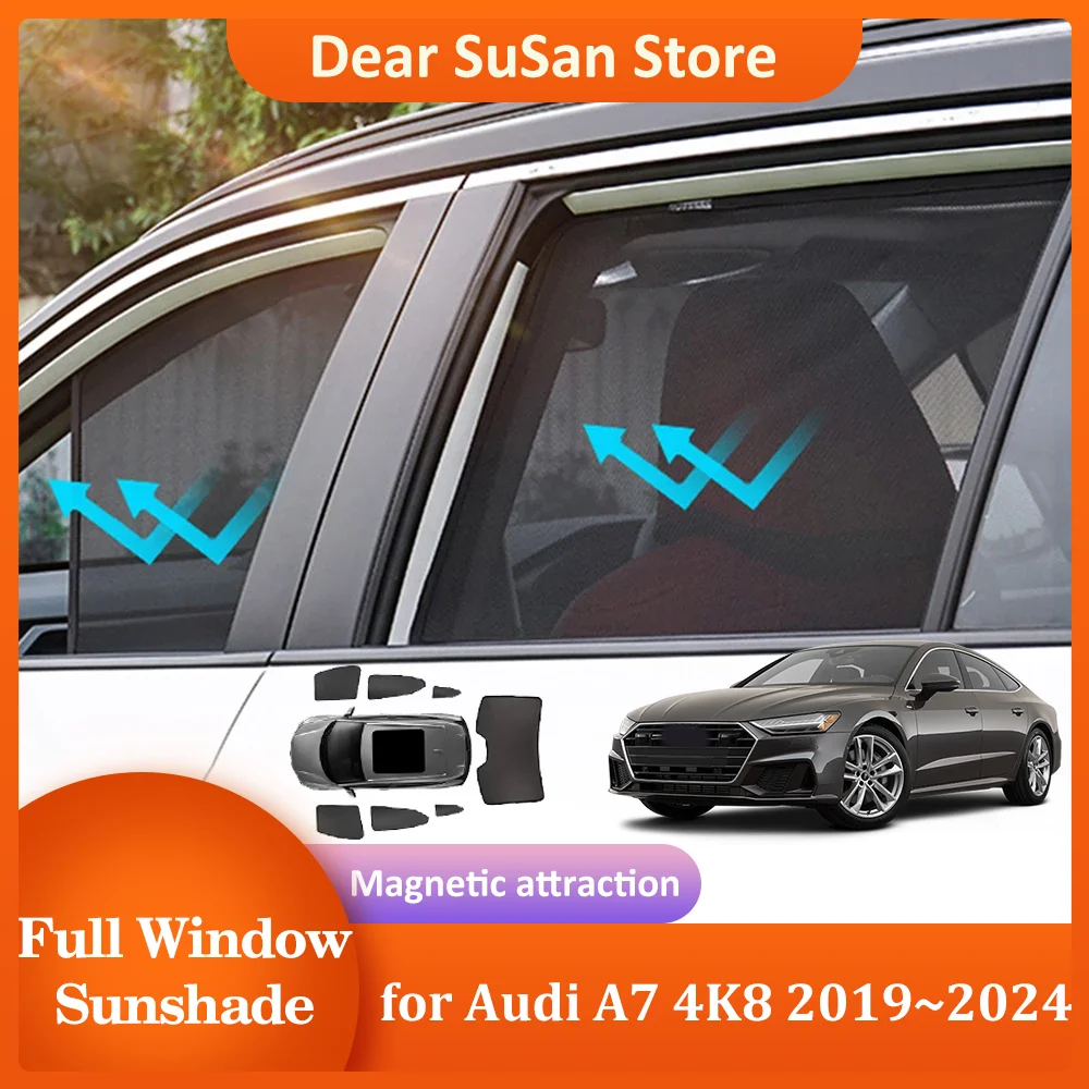 

Car Magnetic Sunshade for Audi A7 4K8 2019~2024 2020 2021 2022 Roof Windshield Curtain Window Sun Visor Sunroof Cover Accessorie