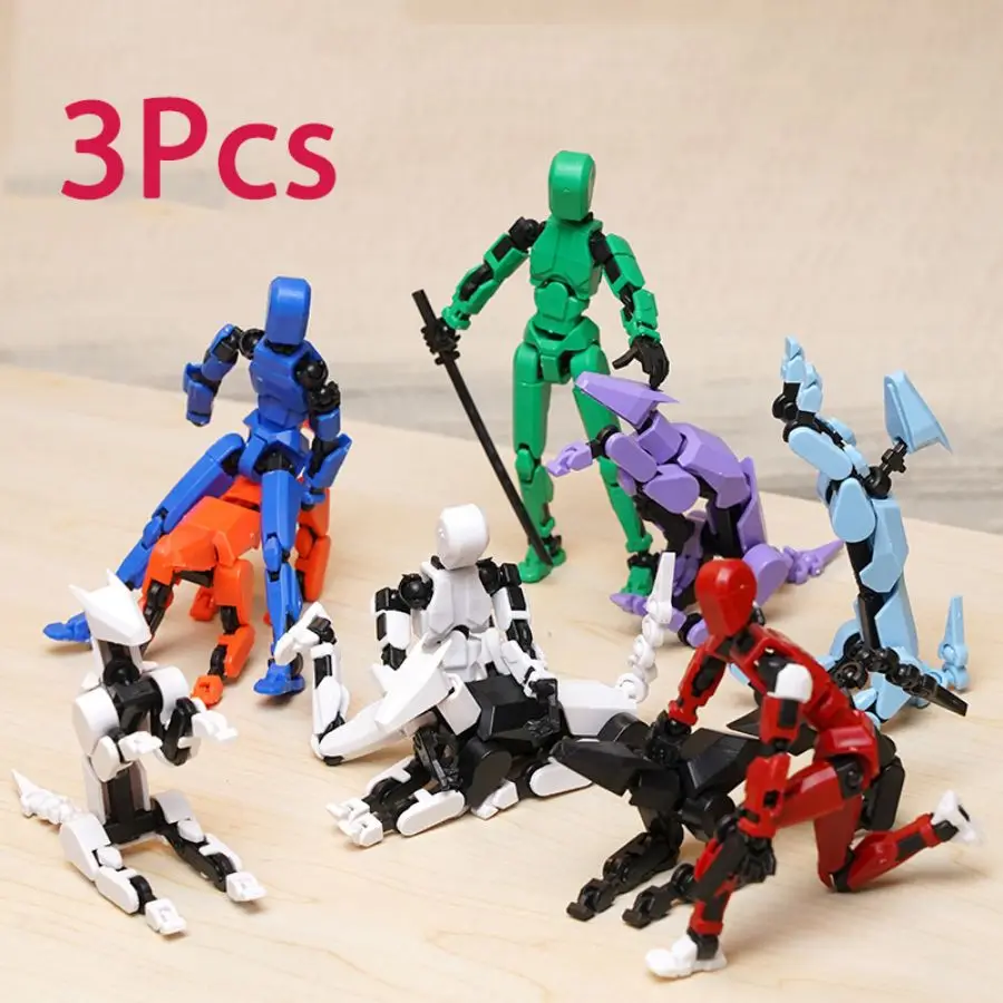 3PCS Mobile Multi Joint Deformation Robot Dog Lucky Doll 13 Joint Cool Robot Doll Desktop Decoration Design Jewelry Gift