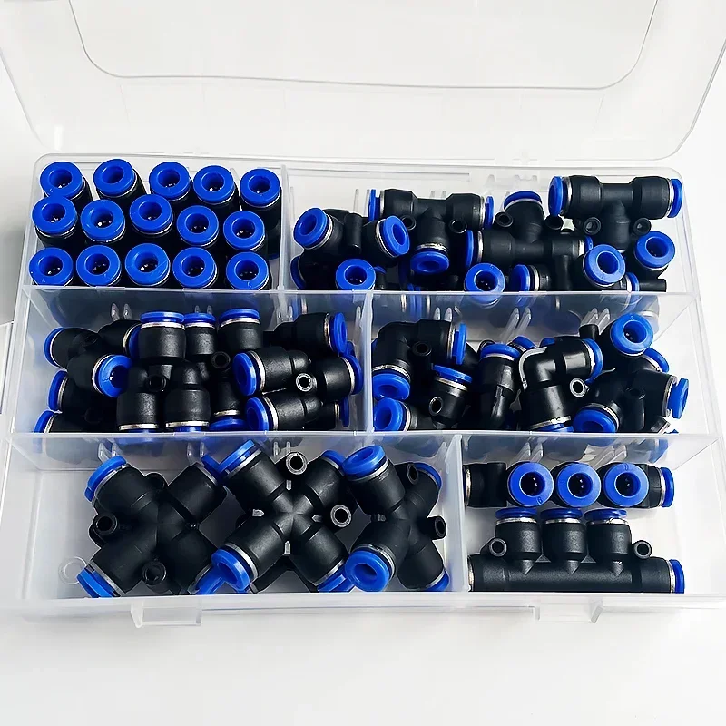 Boxed 51 PCs PU-6/PE-6/PZA-6/PY-6/PV-6/PG-6/PK-6 Pneumatic Fitting Kit 6mm Outer Diameter of the Hose Pipe Tube Air Connectors