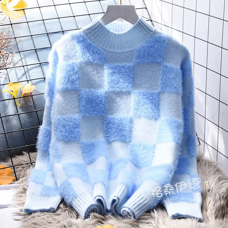 

Autumn Winter New Classic Fashion Plaid Sweater Casual Loose Comfortable Warm High Quality Knitwear