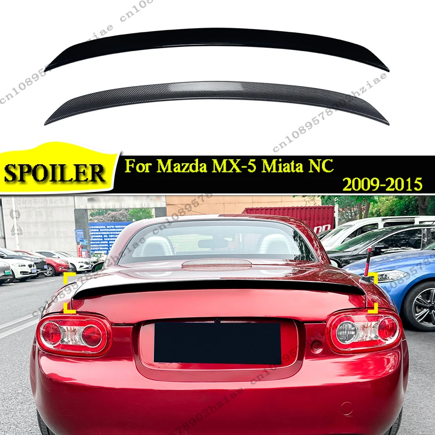 

Комплект кузова с хвостовыми крыльями автомобиля, тюнинг для Mazda MX-5 Miata NC 2009-2015, ABS, глянцевый черный/углеродный вид, задний спойлер багажника, комплекты кузова с крыльями