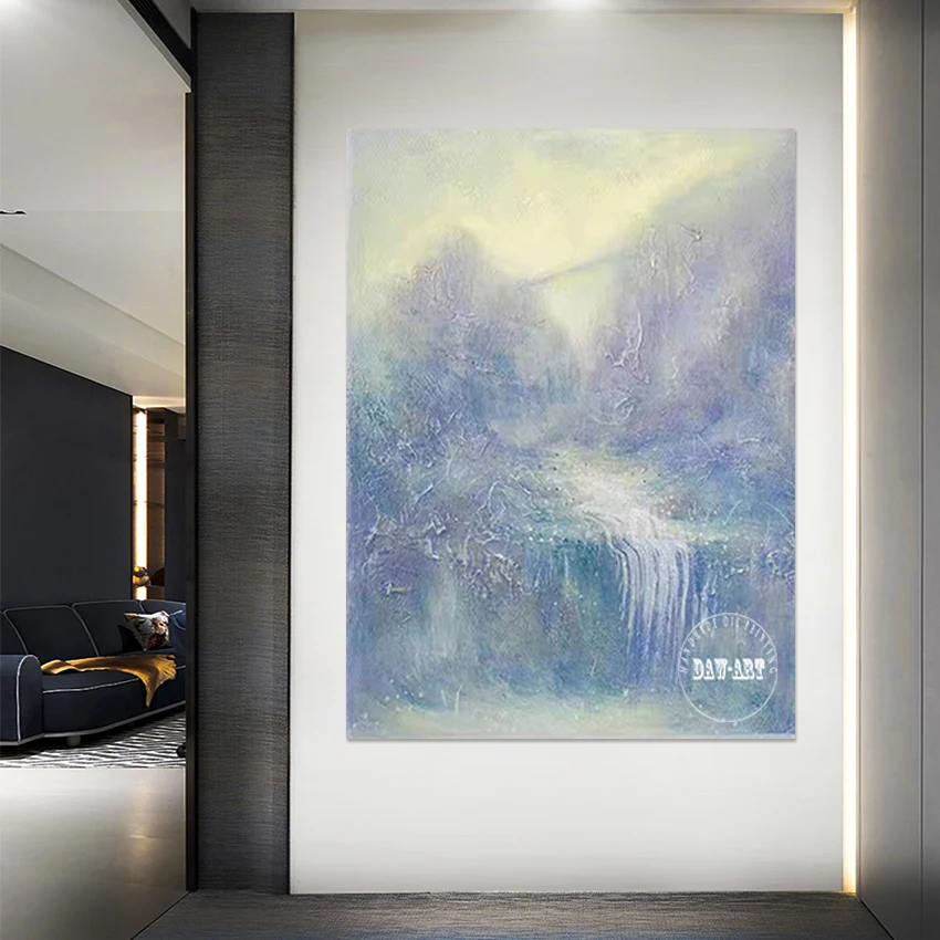 صورة أكريليك مرسومة يدويًا، لوحات تجريدية للمناظر الطبيعية الجبلية، لوحة فنية معاصرة من القماش، ديكور حائط لغرفة النوم
