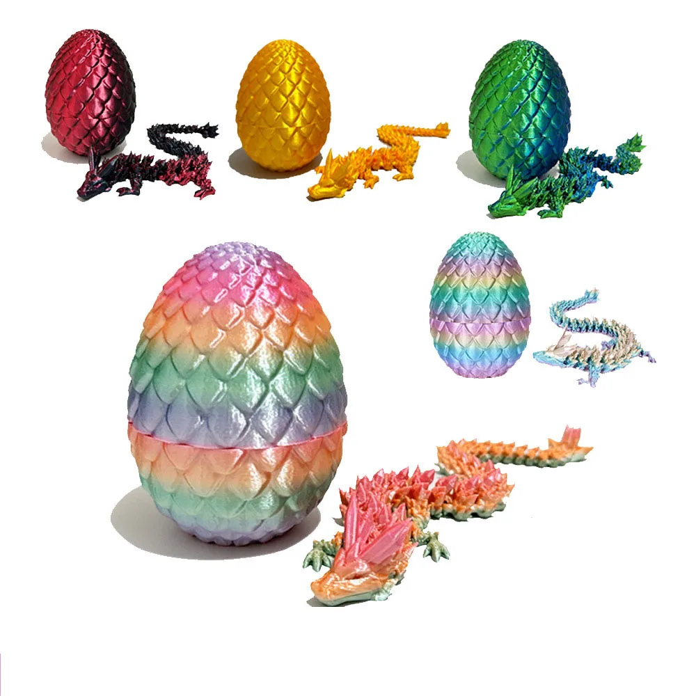 3D Printing Crystal Dragon With Egg Articulated Dragon With A Egg Crystal Dragon Fidget Collectible Figurines Executive Desk Toy