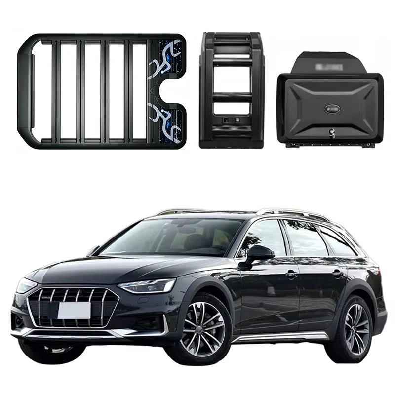 Aluminum Alloy Car Roof Cargo Luggage Rack Baskets Baskets Side Ladder Side for A4 Allroad 2010-2021 2022+
