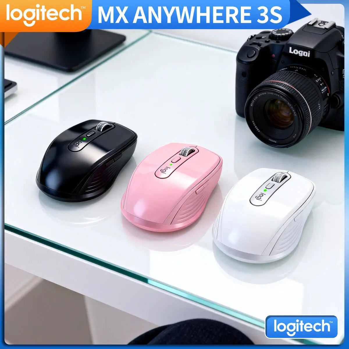 

Compact Logitech MX Anywhere 3S Wireless Mouse High Accuracy Silent Clicks Rechargeable for Laptop Desktop Home