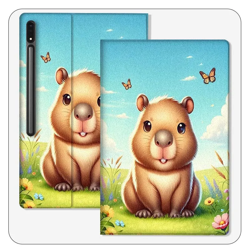 

Capybara Cartoon Colorful For Samsung Galaxy Tab S9 S10 S6 S7 S8 FE Plus Lite Inch Foldable Cover Tablet Case