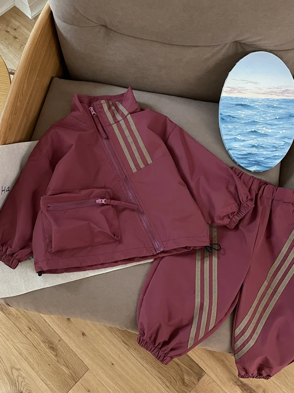 Casual Children's Sportswear Set for Boys 2-9 Years Old Polyester Fiber Zipper Closure Two-Piece Suit Korean Style Autumn Wear