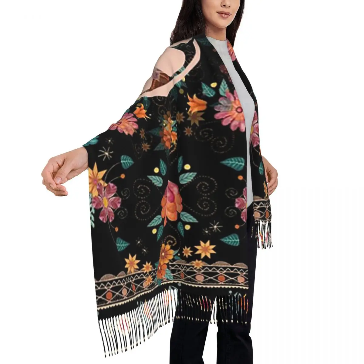 

Фестивальный шарф «Снежный завтрашленд», шарфы с кисточками, женские мягкие теплые шали и накидки, длинная осенне-зимняя шаль