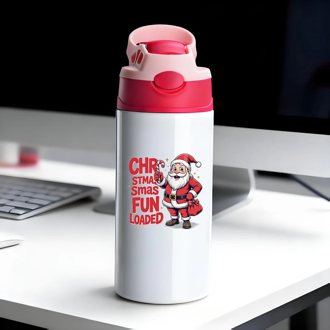 

304 Stainless Steel Insulated Cup Cartoon Santa Claus Straw Cup Kids Water Bottle Set Holiday Gift Warm Christmas Grow Up To