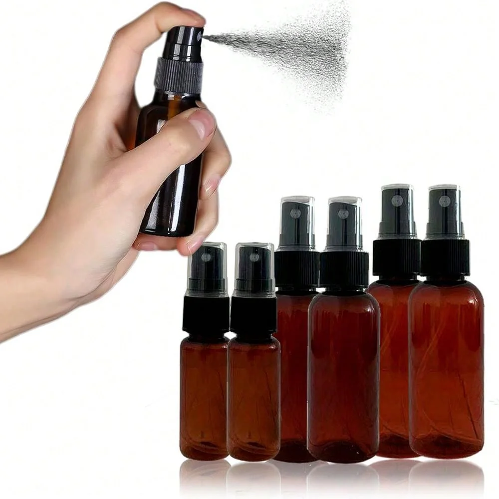 

10pcs/1pcs/（20ml/50ml/60ml）Small Brown Bottle Portable Dispenser Square Brown Spray Oil Bottle Cosmetics Travel Sample Bottle Pr