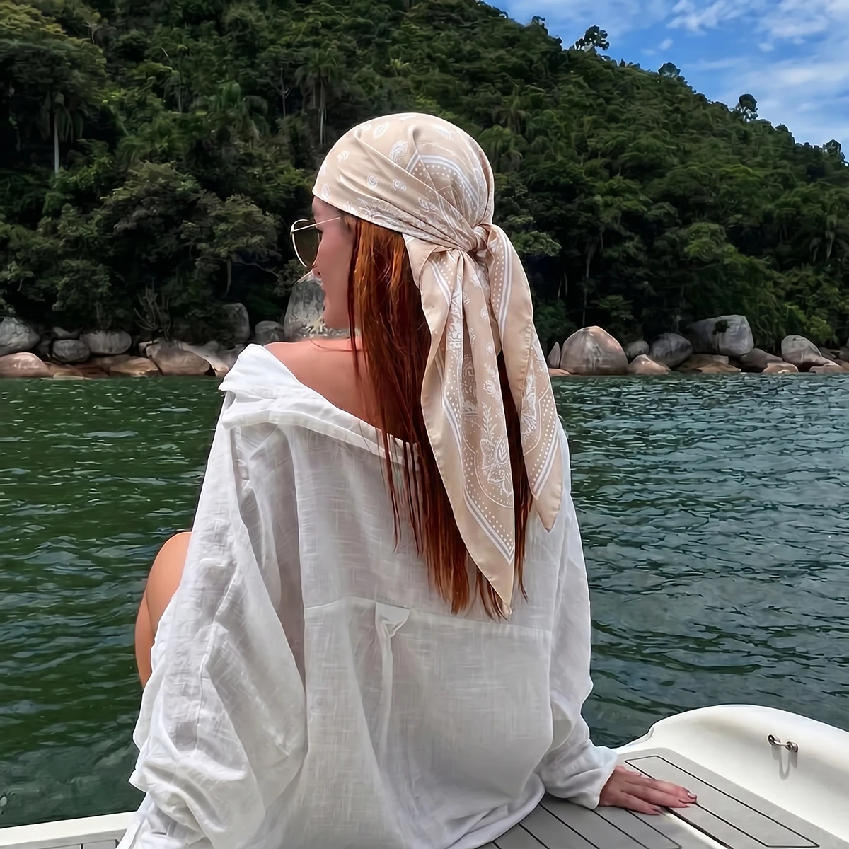 

New Silk Shawl Square Scarf For Women Print Headband 90cm Foulard Satin Hijab Hair Bands Neckerchief Female Head Wraps Bandana