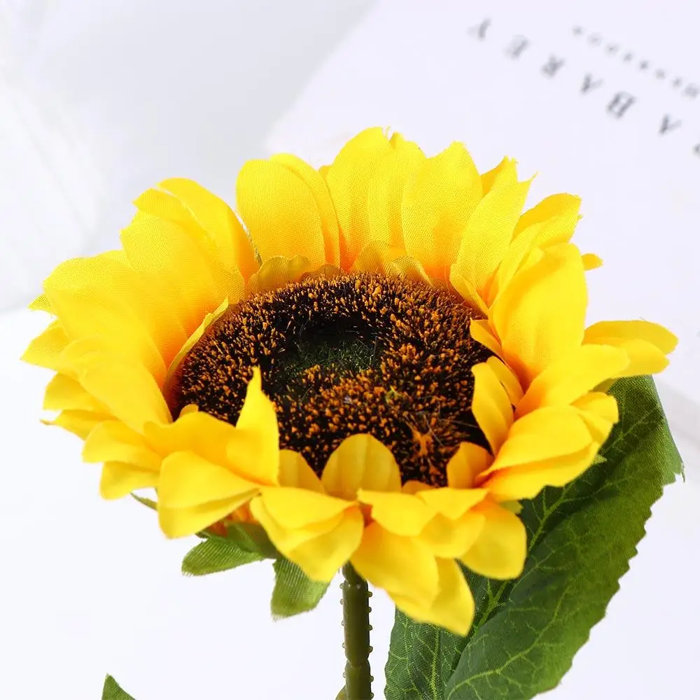 1 Pc High Quality Yellow Artificial Sunflower Highly Realistic Silk Sunflower for Home Flower Arrangement Decor Bride Gifts