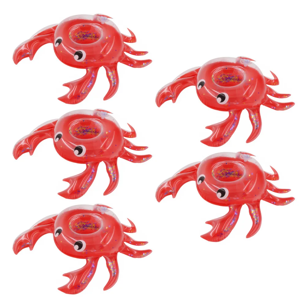

5 Pcs Sequined Crab Coaster Inflatable Cup Holder Decorations Floating Drink Holders Pvc Floats for Pool Party