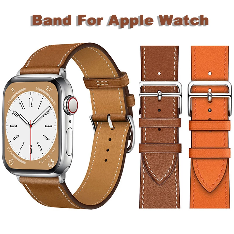 Leather Watch Straps for Apple Watch band 46mm 44mm 49mm 45mm 42mm 40mm 38/41mm bracelet iWatch series 9