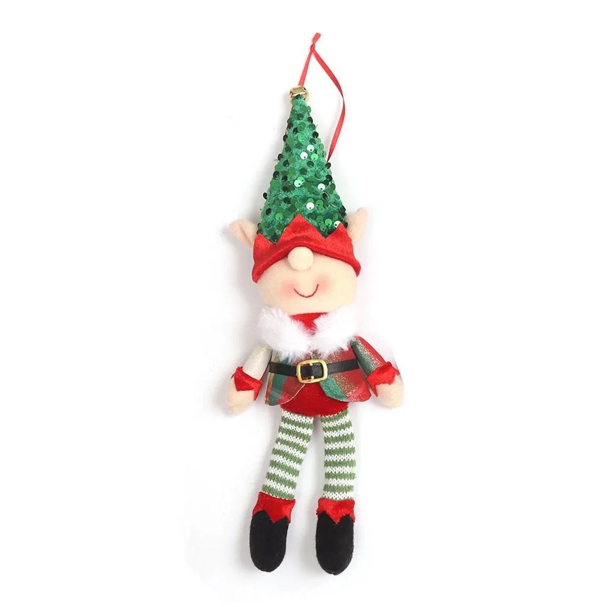 New 34CM Long Legged Cartoon Elf Doll Xmas Tree Pendants Window Decoration Christmas Party Ornament New Years Gifts Home Decor