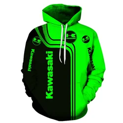 Spring and Autumn Men's 3D Printed Kawasaki Motorcycle Racing Competition Hoodie Women's Children's Street Leisure Sports Hoodie