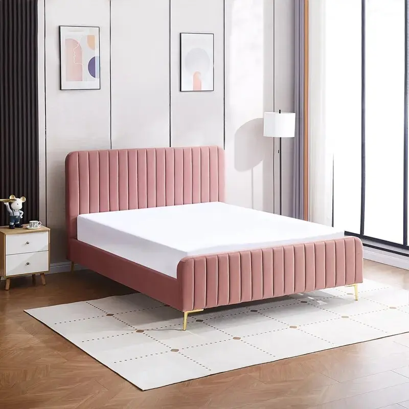 ^Furniture Wholesale Price Australia Design Modern Velvet Upholstery Metal Frame Soft Bed Storage Tufted Queen Size