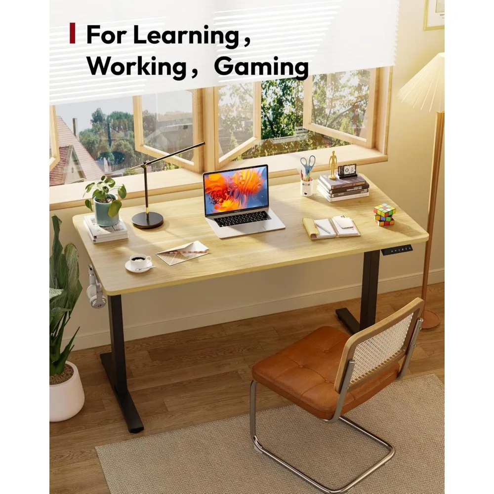 Electric Height Adjustable Standing Desk 60 x 24 Whole-Piece Desk with 6-Button Controller for Ergonomic Comfort and Healthier W