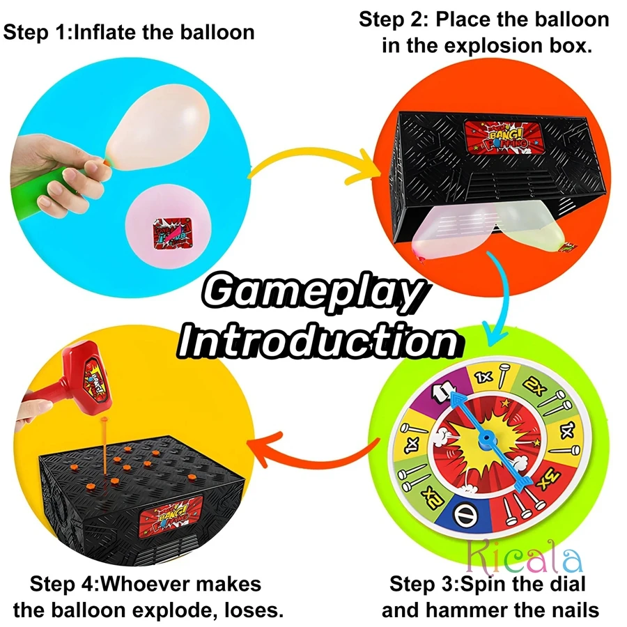 Deluxe Wack A Ballon Bordspel Familienachts Interactief Strategiespel 3-6 jaar Boeiende Solo Multiplayer-ervaring voor feestjes