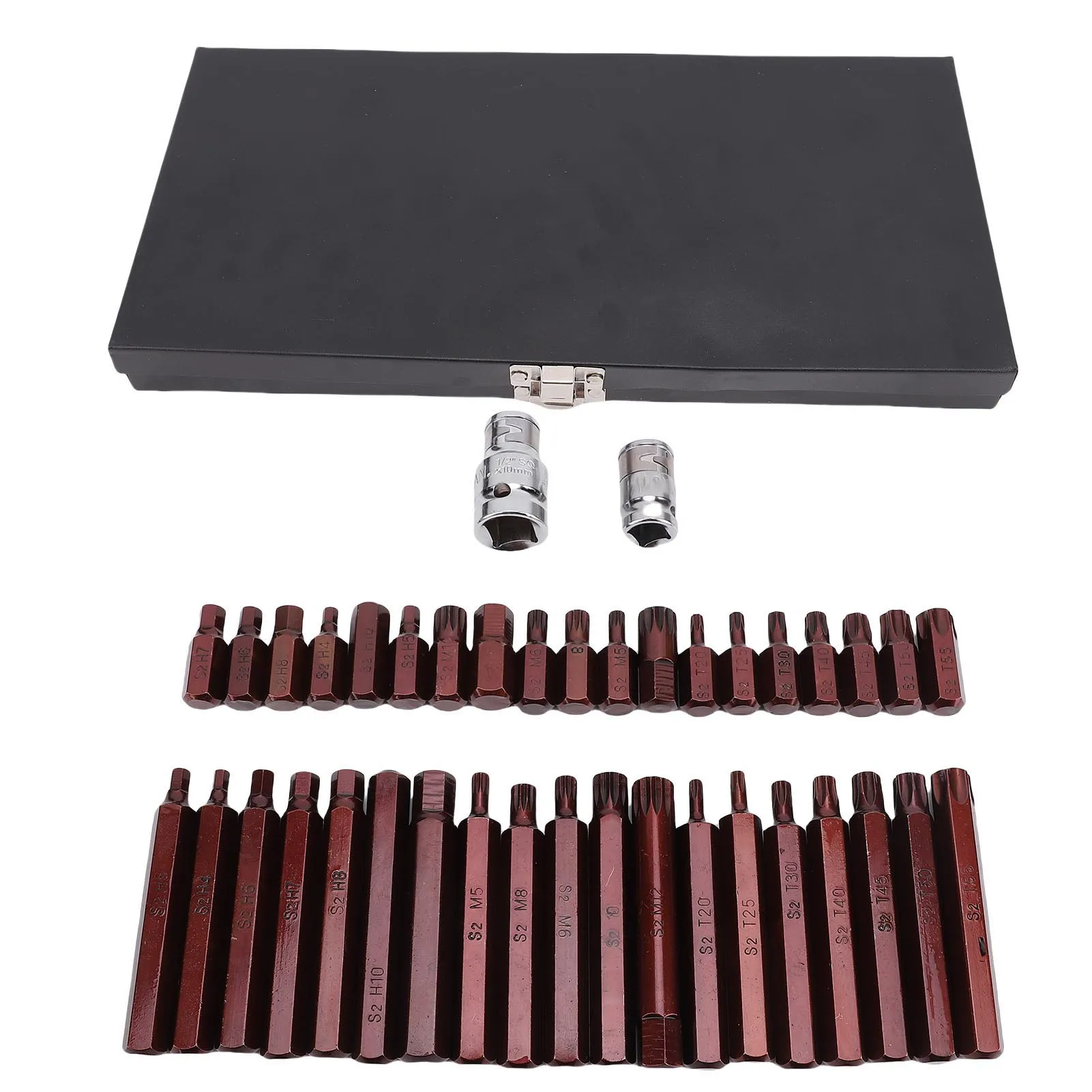 40Pcs 3/8in Bit Socket Set Bit Socket Set Star Hex 3/8in Cr V  Alloy Steel High Torsion for Automotive Mechanic Bit Socket Set