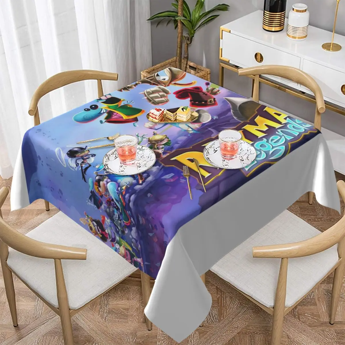 ألعاب كرتونية Rayman Legends مفرش طاولة مربع مقاوم للماء مفرش طاولة مقاوم للزيت لأحداث المطبخ غطاء طاولة الطعام