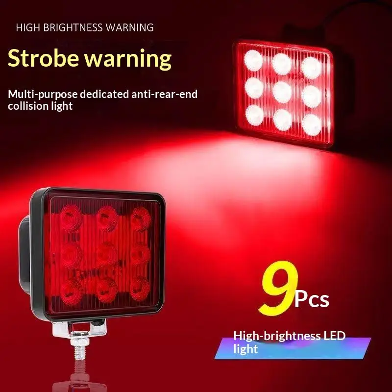 Universal Strobe Warning Tail Light 9 LED High Brightness DC 12-80V Dustproof Rear Safety Light for Truck Van Trailer