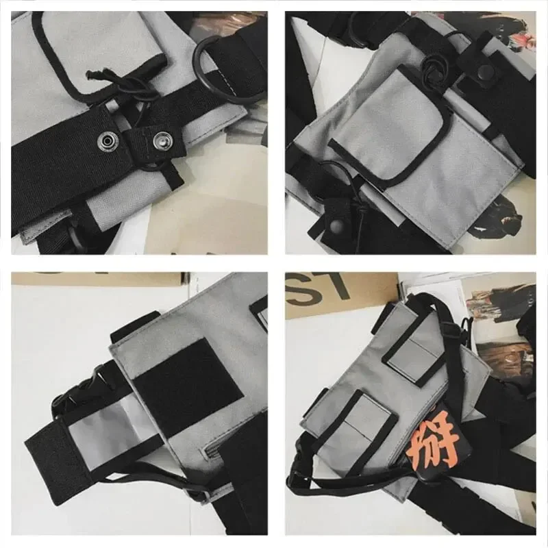 Functional Tactical Chest Bag For Fashion Bullet Hip Hop Vest Streetwear Bags Casual Waist Pack Unisex Black Chest Rig Bag