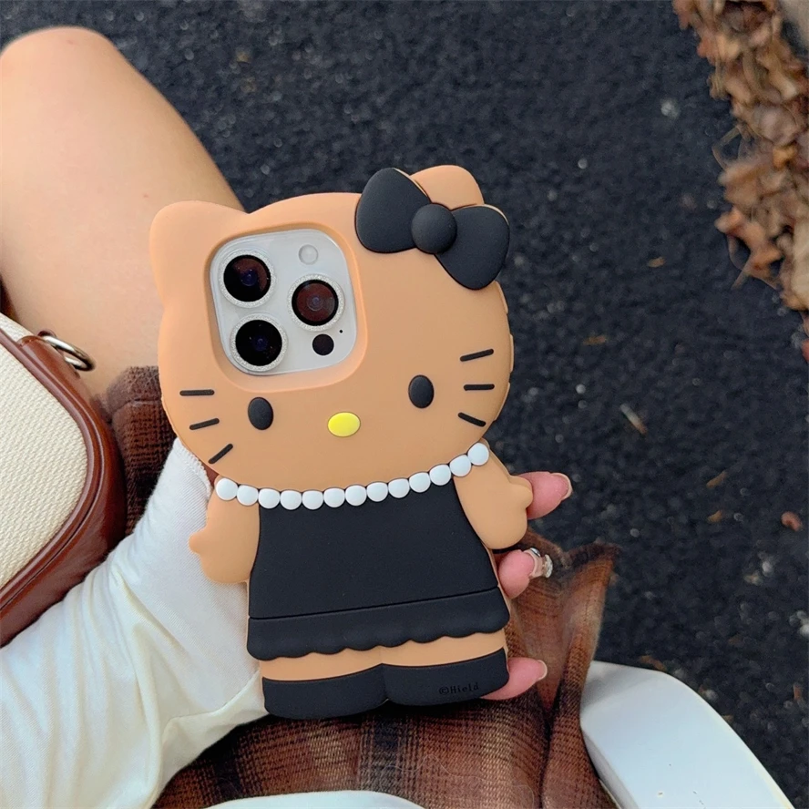 Black Dress Pearl Necklace Hello Kitty Silicone Phone Cover for iPhone 17  Pro Max 16 13/14/15 iPhone Case Anti-Drop Accessories - AliExpress 202192403