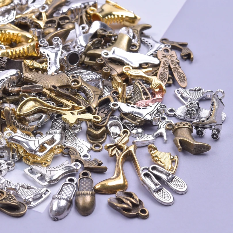 10/20/30Pcs Mix Styles Women High Heel Boots Charms Ice Skates Ballet Shoes Pendant For Jewelry Making Accessories Supplies Bulk