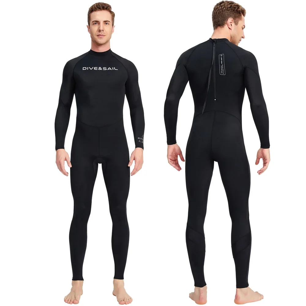 Summer Men\'s Long-sleeved One-piece Swimsuit Lightweight Breathable Beach Surfing Swimming Sunscreen Quick-drying Clothes