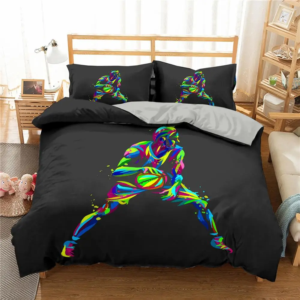 

Luxury Basketball Football Printed Bedding Set Queen King Quilt Cover Pillowcase Sport Duvet Cover Polyester Comforter Cover