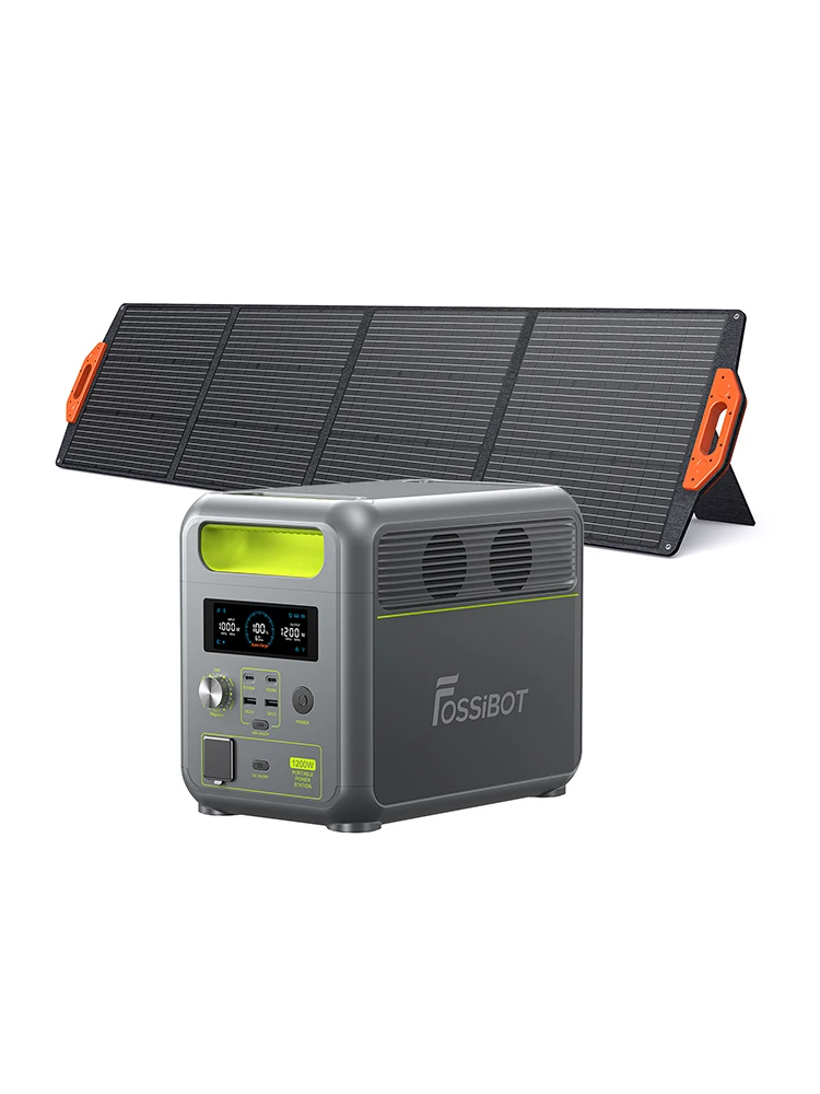 [Versand aus innerhalb Europas] FOSSIBOT F1200 Tragbare Powerstation 1024Wh Kapazität LiFePO4-Akku mit 4000+ Zyklen 1200W Nennleistung 7 Ausgangsanschlüsse Smart HD LCD-Display LED-Beleuchtung