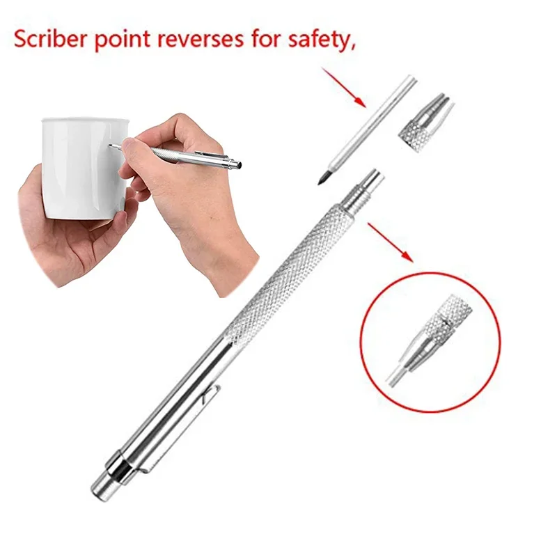 Aluminum Carbide Tip Scriber Etching Engraving Pen With Clip Magnet For Glass Ceramics Metal Sheet 5.7 Inch