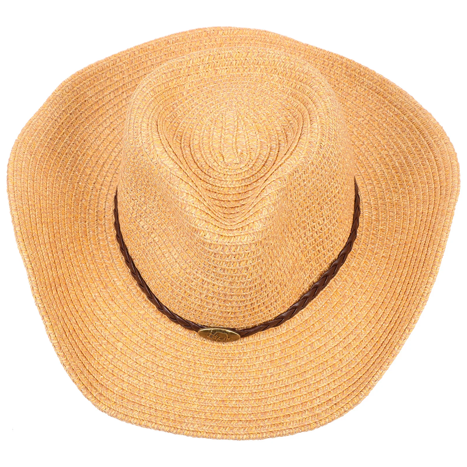 

Straw Wide Brim Sun Hat Durable Soft Material Comfortable Western Style Party Photography Hat Personalized Cover