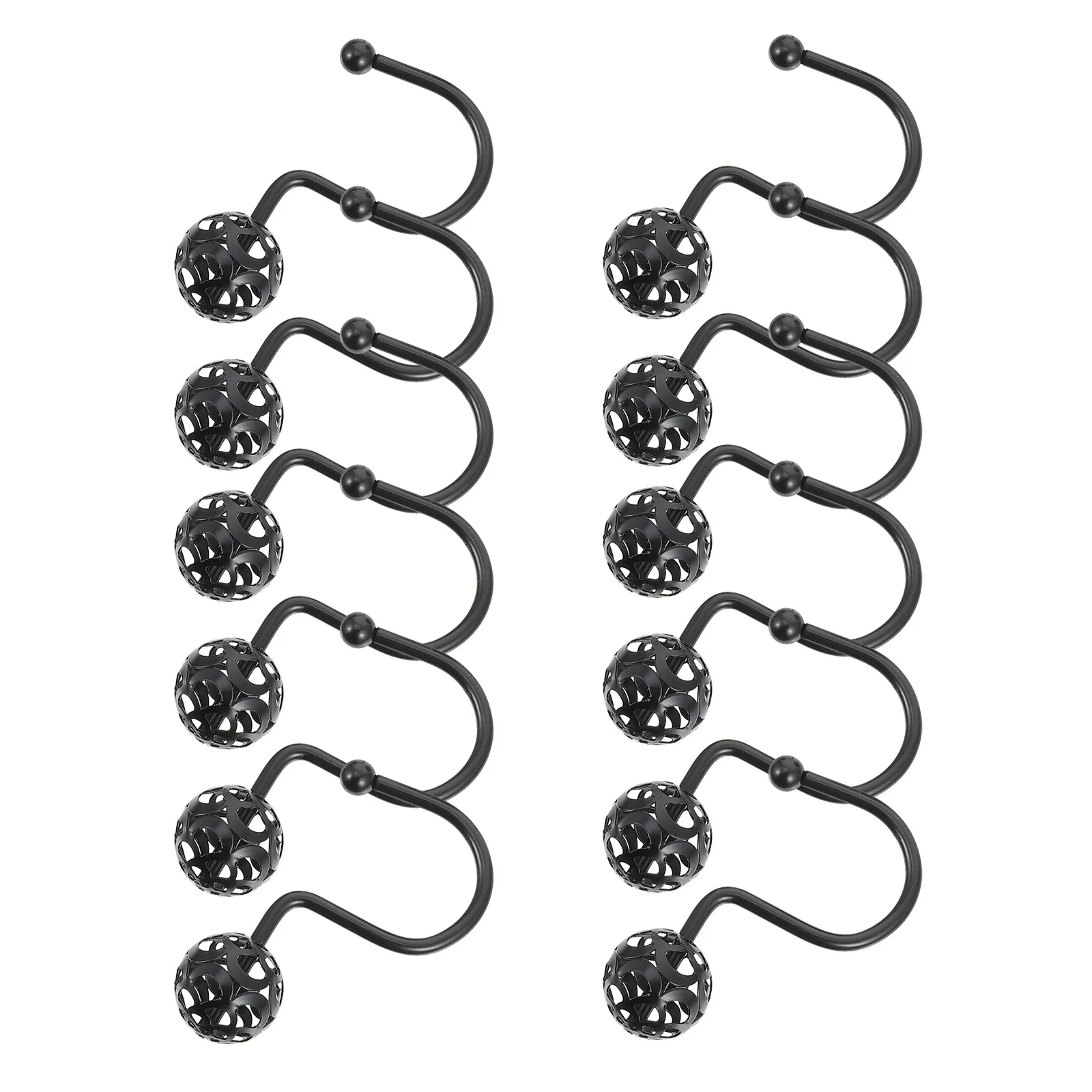 

12Pcs Metal Ball Curtain Hooks Iron Plating Shower Curtain Fixing Accessories Sturdy Rustproof for Bathroom