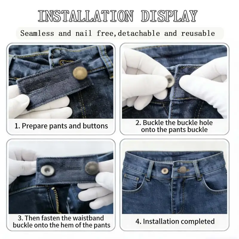 8/4 Stück Hosenverlängerungsknöpfe, Rock- und Jeans-Taillenverlängerer, Elastische Hosenverlängerungsschnallen – Detail 5