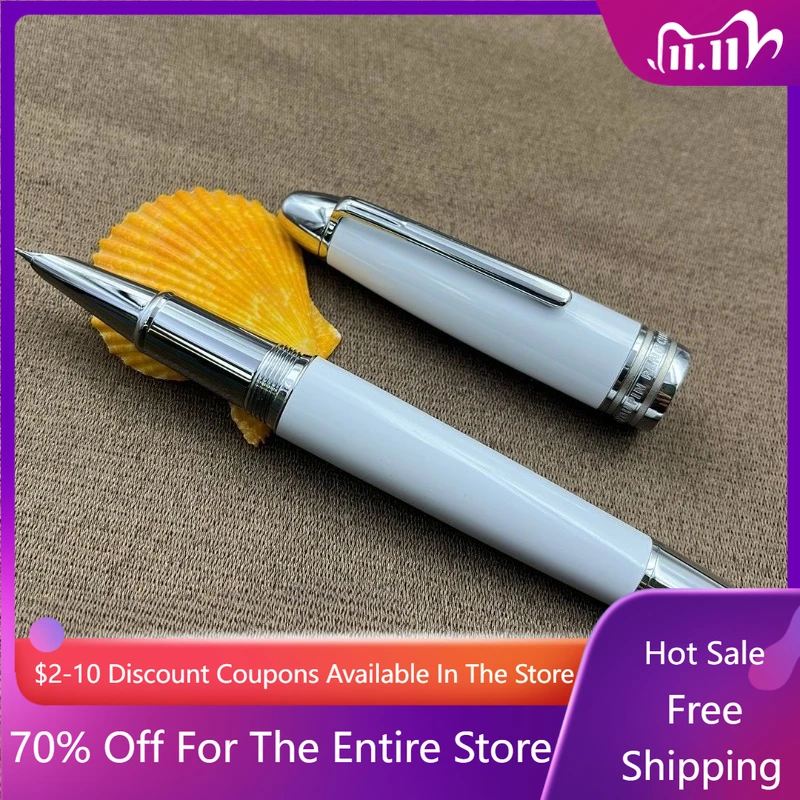 

PENCHEN 146, латунная белая металлическая перьевая ручка с капюшоном, наконечник EF F M, изогнутый 0,38 0,5 0,7 мм, роскошная ручка для каллиграфии Mb, канцелярские принадлежности