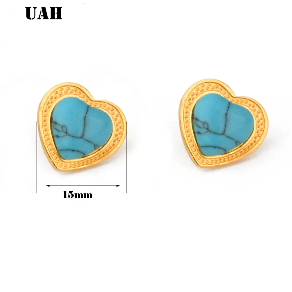 UAH-pendientes de acero inoxidable con forma de corazón para mujer y niño, aretes de tuerca, joyería de moda, regalo para hermana y dama de honor