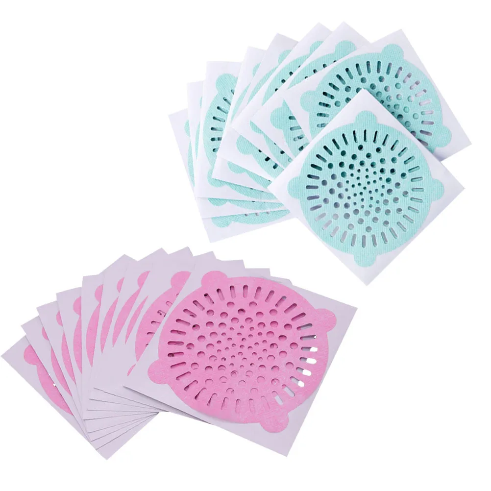 20Pcs Disposable Floor Drain Hair Filter Stickers Anti-Blocking Shower Sink Sewer Drain Hole Filtering Sticker