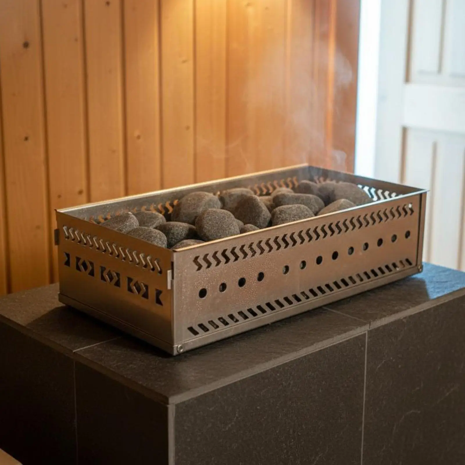 Foldable sauna stone basket, humidifying, heat-resistant, portable, for campers