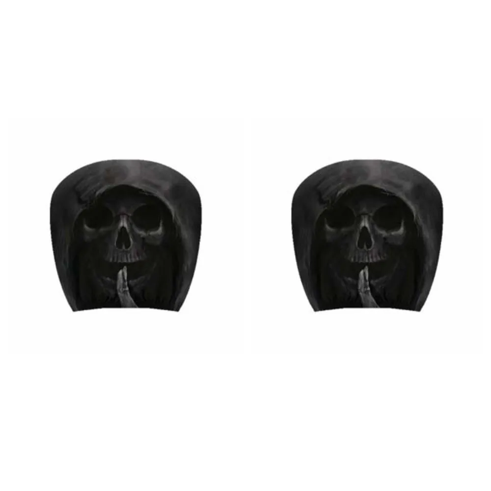 1pair Universal Fit Car Headrest Cover Vivid Flat Print Double Sided Halloween Seat Accent Elastic Fabric Stretch Design
