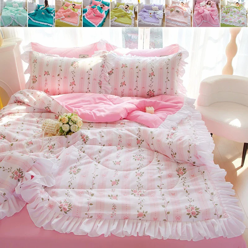 

1PC Comforter Summer Quilted Thin Quilt Machine Washable Soft Summer Quilt for Student Adult Bed Cover Bedding Edredón Para Cama