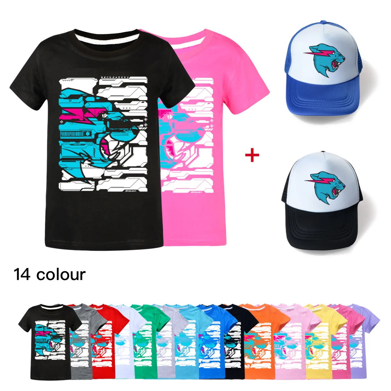 

Tiger Head Summer Kids T-shirt Children Cartoon Game T Shirt Toddler Baby Short Sleeves Tshirt & Baseball Cap Hat3748