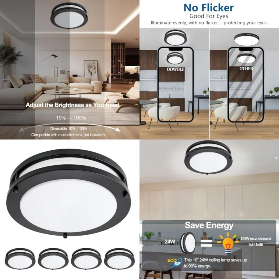 LED Flush Mount Ceiling Light Fixture Dimmable Matte, Easy stall LED Ceilg Lamp Fixture Without Flicker, Super Bright W 00LM 50
