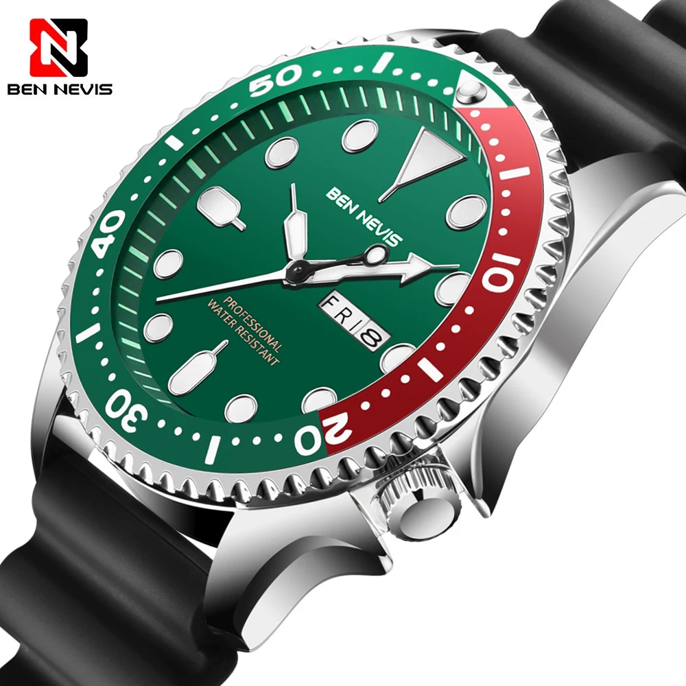 

Ben Nevis Men's Watches Fashion Analog Quartz Watch with Date Waterproof Silicone Rubber Strap Military Wristwatch for Man