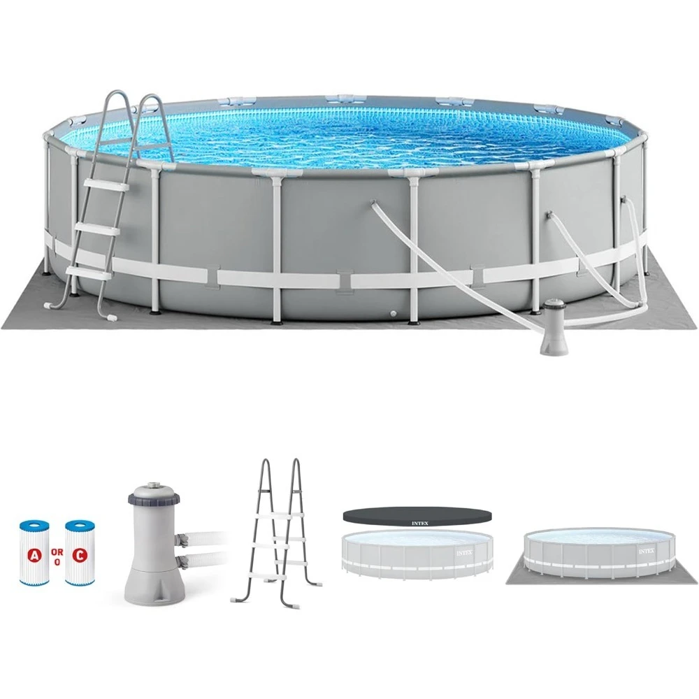 

Prism Frame Premium Above Ground Pool Package, Includes 1000 GPH Cartridge Pump, Removable Ladder, Pool Cover, Floor Cloth